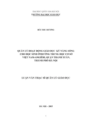 Quản lý giáo dục kỹ năng sống cho học sinh trung học cơ
