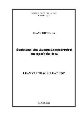 Tổ Chức và Hoạt Động Trung Tâm Trợ Giúp Pháp Lý Tỉnh Lào Cai