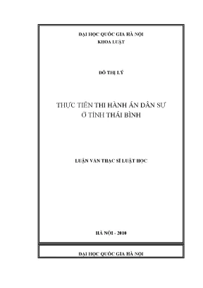 Thực Tiễn Thi Hành Án Dân Sự Tại Tỉnh Thái Bình