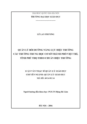 Quản Lý Bồi Dưỡng Năng Lực Hiệu Trưởng Trường Trung Học