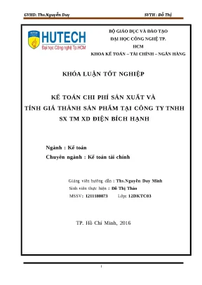 Kế Toán Chi Phí Sản Xuất và Tính Giá Thành Sản Phẩm Tại