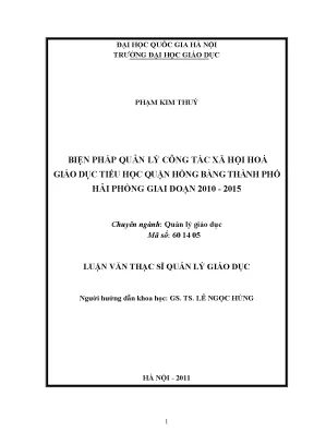 Biện Pháp Quản Lý Xã Hội Hóa Giáo Dục Tiểu Học Tại Quận