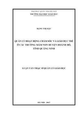 Quản lý hoạt động chăm sóc và giáo dục trẻ mầm non tại