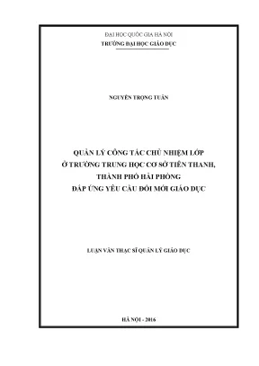 Quản lý công tác chủ nhiệm lớp tại trường THCS Tiên