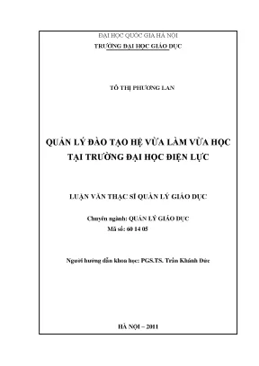 Quản Lý Đào Tạo Hệ Vừa Làm Vừa Học Tại Trường Đại Học