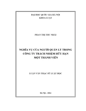 Nghĩa vụ của người quản lý trong công ty TNHH một thành viên