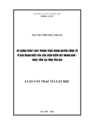 Áp Dụng Pháp Luật Trong Thực Hành Quyền Công Tố Tại Viện