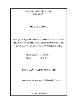 Mối Quan Hệ Phối Hợp Giữa Cơ Quan An Ninh Điều Tra và