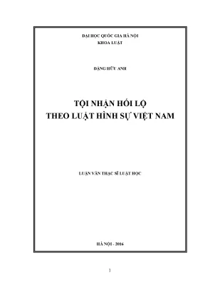 Nghiên cứu tội nhận hối lộ theo luật hình sự Việt Nam