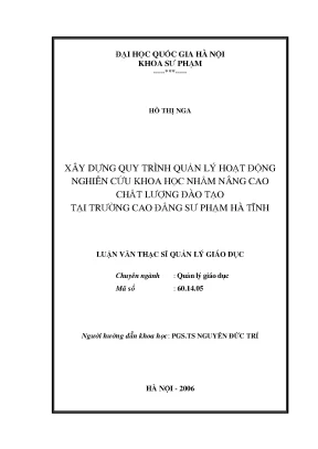 Quy trình quản lý nghiên cứu khoa học tại trường cao
