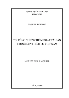 Nghiên cứu tội công nhiên chiếm đoạt tài sản trong luật