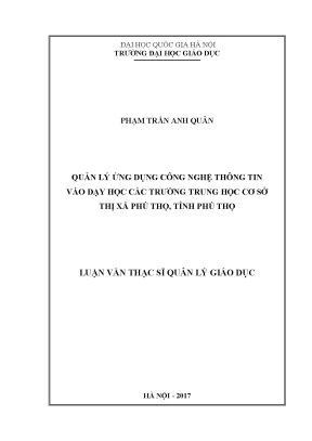 Quản Lý Ứng Dụng Công Nghệ Thông Tin Trong Dạy Học Tại