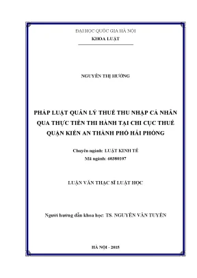 Quản Lý Thuế Thu Nhập Cá Nhân Tại Chi Cục Thuế Quận Kiến