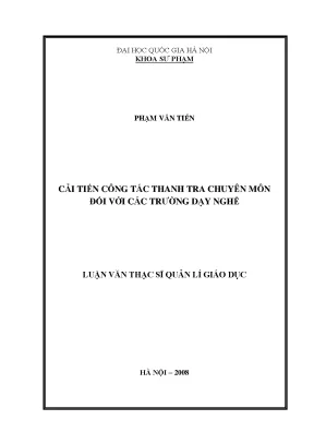 Cải Tiến Công Tác Thanh Tra Chuyên Môn Tại Các Trường