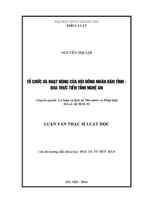 Tổ Chức và Hoạt Động của Hội Đồng Nhân Dân Tỉnh Nghệ An