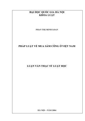 Pháp luật về mua sắm công ở Việt Nam: Nghiên cứu và Đề xuất