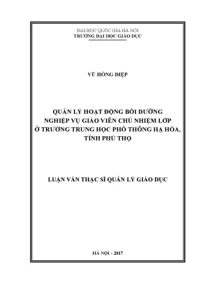 Quản Lý Hoạt Động Bồi Dưỡng Giáo Viên Chủ Nhiệm Lớp Tại