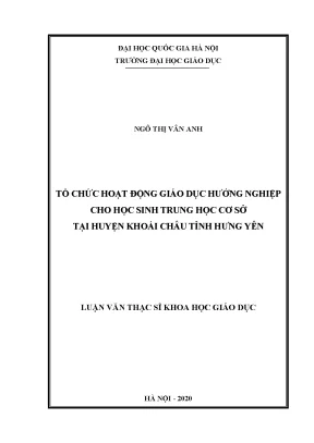 Tổ Chức Hoạt Động Giáo Dục Hướng Nghiệp Cho Học Sinh