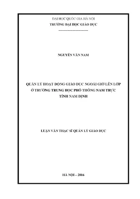 Quản lý hoạt động giáo dục ngoài giờ tại trường THPT Nam