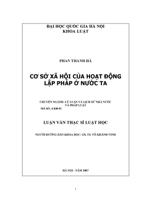 Cơ Sở Xã Hội Của Hoạt Động Lập Pháp Tại Việt Nam