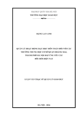 Quản lý dạy học môn Toán tại các trường THCS quận Hoàng