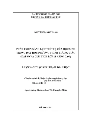Phát Triển Năng Lực Trí Tuệ Học Sinh Qua Dạy Học Phương