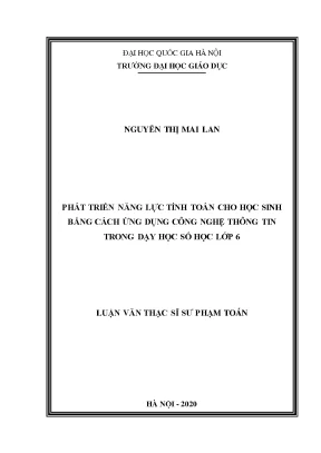 Phát Triển Năng Lực Tính Toán Cho Học Sinh Lớp 6 Qua Ứng