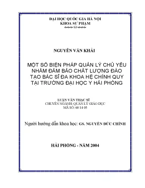 Biện Pháp Quản Lý Đảm Bảo Chất Lượng Đào Tạo Bác Sĩ Đa 