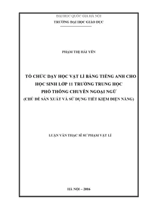 Dạy Học Vật Lý Bằng Tiếng Anh Cho Học Sinh Lớp 11: Tiết