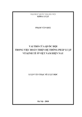 Vai trò của Quốc hội trong việc hoàn thiện pháp luật