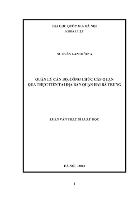 Quản Lý Cán Bộ Công Chức Cấp Quận Tại Quận Hai Bà Trưng: