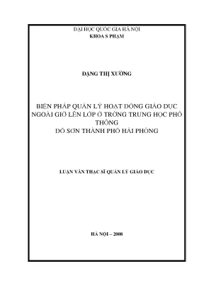 Biện Pháp Quản Lý Hoạt Động Giáo Dục Ngoài Giờ Lên Lớp