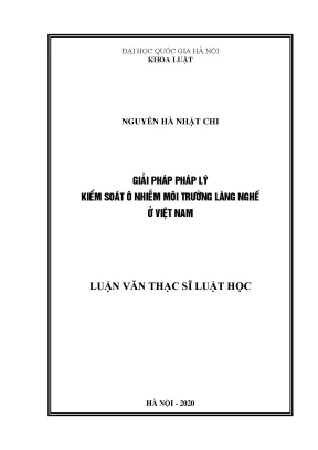 Giải pháp pháp lý kiểm soát ô nhiễm môi trường làng nghề