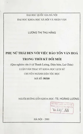 Bảo Tồn Văn Hóa Phụ Nữ Thái Đen Trong Thời Kỳ Đổi Mới 