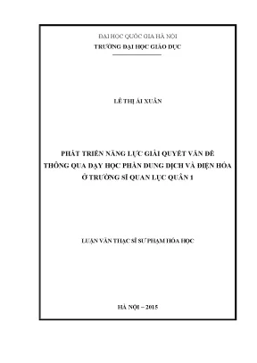 Phát Triển Năng Lực Giải Quyết Vấn Đề Qua Dạy Học Hóa