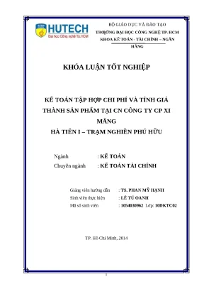 Kế Toán Chi Phí và Tính Giá Thành Sản Phẩm Tại Công Ty