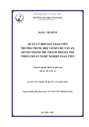 Quản lý đội ngũ giáo viên tại trường THCS Chu Văn An
