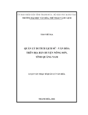 Quản lý di tích lịch sử văn hóa huyện Nông Sơn, Quảng Nam