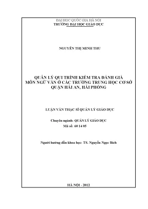 Quản Lý Kiểm Tra Đánh Giá Môn Ngữ Văn Ở Trường Trung Học