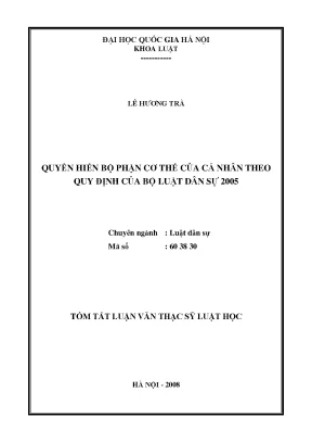 Quyền Hiến Bộ Phận Cơ Thể: Phân Tích Theo Bộ Luật Dân Sự