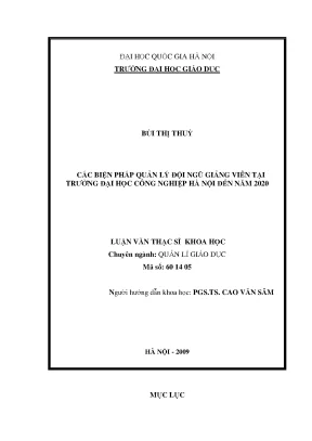 Các biện pháp quản lý giảng viên tại Đại học Công nghiệp