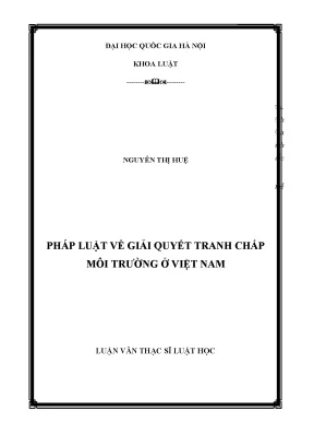 Giải Quyết Tranh Chấp Môi Trường Tại Việt Nam: Nghiên