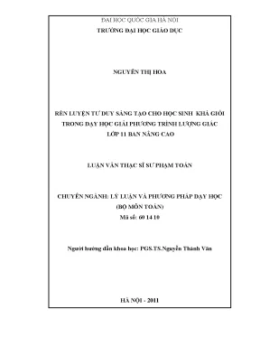 Rèn Luyện Tư Duy Sáng Tạo Cho Học Sinh Khá Giỏi Trong