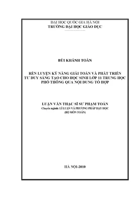Rèn Luyện Kỹ Năng Giải Toán và Tư Duy Sáng Tạo cho Học