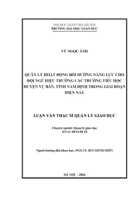 Quản Lý Bồi Dưỡng Năng Lực Hiệu Trưởng Tiểu Học Tại