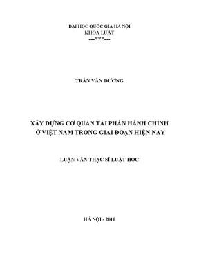 Xây Dựng Cơ Quan Tài Phán Hành Chính Ở Việt Nam: Thực