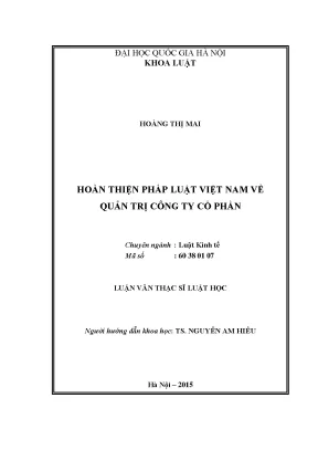 Hoàn thiện pháp luật quản trị công ty cổ phần tại Việt Nam