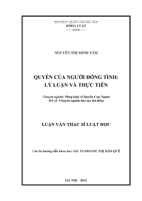 Quyền của người đồng tính: Lý luận và thực tiễn tại Việt Nam