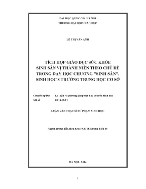 Tích Hợp Giáo Dục Sức Khỏe Sinh Sản Vị Thành Niên Trong
