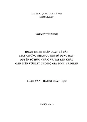 Hoàn thiện pháp luật cấp giấy chứng nhận quyền sử dụng